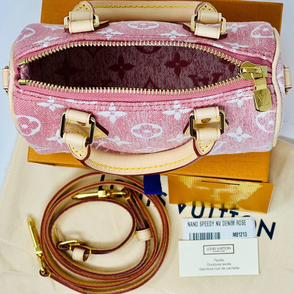 Jacquard PINK Denim Rose Speedy Nano Bandouliere Louis Vuitton